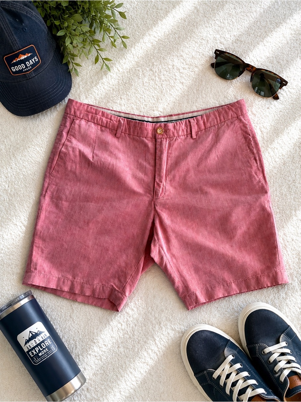 Massimo Dutti Pink Linen Blend Tailored Shorts Men’s Size 36 Summer Casual